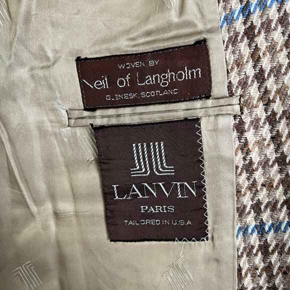 Lanvin Paris Union Made Vintage Blazer Jacket Coat Plaid Houndstooth 1950s 1960s - Picture 5 of 10